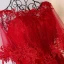 Chic / Belle Rouge Robe De Ceremonie 2017 En Dentelle Fleur Amoureux 1/2 Manches Dos Nu Asymétrique Princesse Robe De Soirée