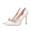 Classy Ivory Satin Rhinestone Wedding Shoes 2020 10 cm Stiletto Heels Pointed Toe Wedding Pumps