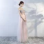 Chic / Belle Perle Rose Robe De Bal 2018 Princesse En Dentelle Appliques Cristal De l'épaule Dos Nu Sans Manches Longue Robe De Ceremonie