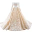 Luxury / Gorgeous Champagne Lace Butterfly Wedding Dresses 2020 A-Line / Princess Off-The-Shoulder Long Sleeve Backless Chapel Train