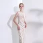 Sexy Champagne Evening Dresses  2018 Trumpet / Mermaid Sequins Scoop Neck Sleeveless Floor-Length / Long Formal Dresses