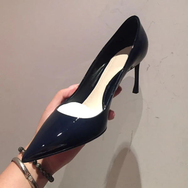 Enkel Elfenben Kontor OL Pumps 2020 Patent Lær 7 cm Stiletthæler Spisse Pumps