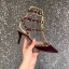Sexy Black Street Wear Leather Womens Sandals 2020 Rivet 6 cm Stiletto Heels Pointed Toe Sandals