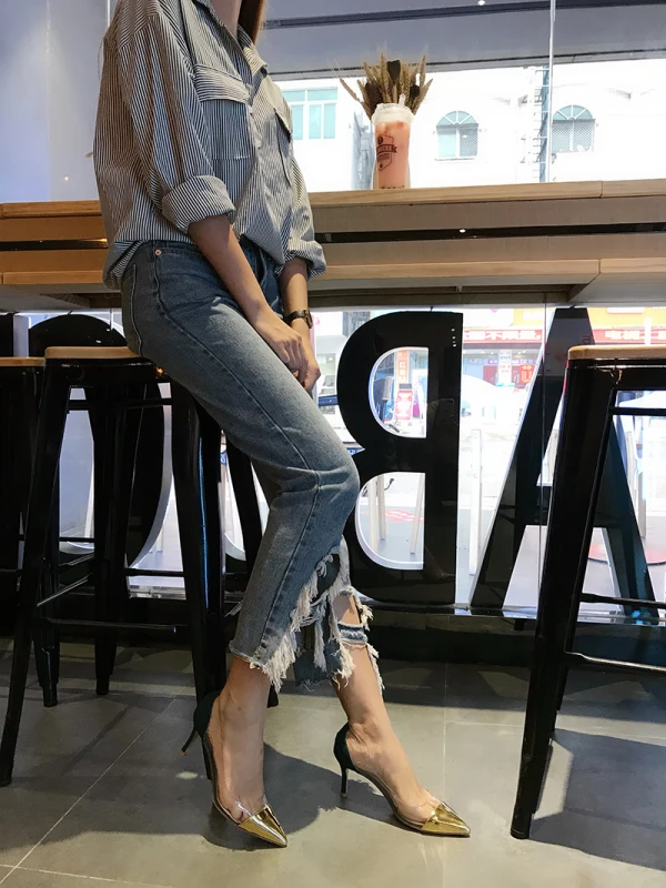 Chic / Beautiful Transparent Two Tone Dark Green Street Wear Pumps 2020 7 cm Stiletto Heels Pointed Toe Pumps