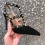Schöne Schwarz Abend Niet Sandalen Damen 2020 8 cm Stilettos Spitzschuh Sandaletten