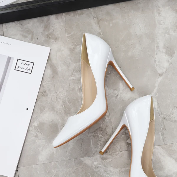 Schöne Schwarz Büro OL Pumps 2020 Lackleder 10 cm Stilettos Spitzschuh Pumps