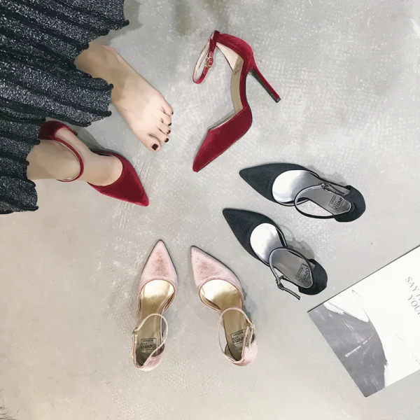 Chic / Beautiful Blushing Pink Dancing Suede Womens Shoes 2020 Ankle Strap 10 cm Stiletto Heels Pointed Toe Heels