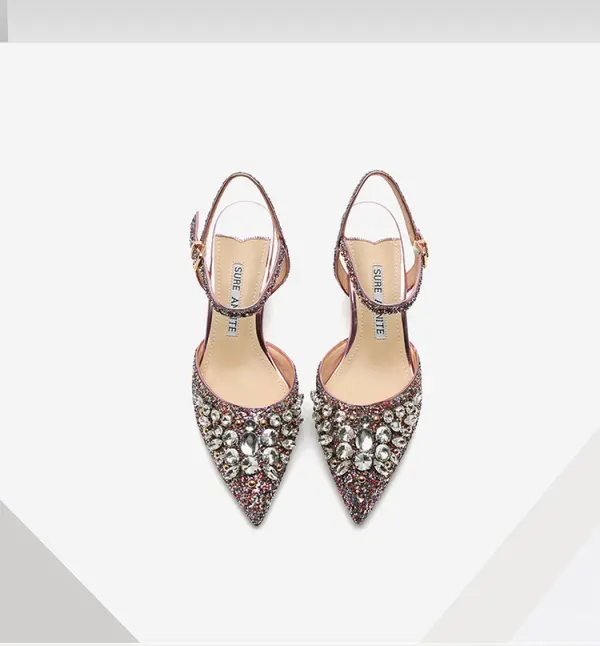 Sparkly Charming Purple Evening Party Crystal Womens Shoes 2020 Rhinestone Sequins 8 cm Stiletto Heels Pointed Toe Heels
