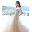 Charmant Champagne Perle Paillettes Robe De Bal 2021 Princesse De l'épaule Manches Courtes Longue Promo Robe De Ceremonie