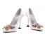 Schöne Ivory / Creme Cocktail Pumps 2020 Perle Strass Schmetterling 9 cm Stilettos Spitzschuh Pumps