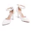 Élégant Ivoire Promo Chaussures Femmes 2020 Perle En Dentelle Fleur Bride Cheville 8 cm Talons Aiguilles À Bout Pointu Talons