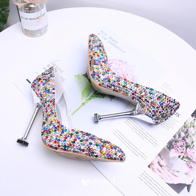 Fancy Multi-Colors Rhinestone Rave Club Pumps 2020 9 cm