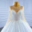 High-end Elegant White Rhinestone Wedding Dresses 2021 Ball Gown Scoop Neck Beading Sequins Long Sleeve Chapel Train Wedding