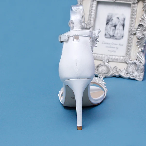 Amazing / Unique Ivory Wedding Wedding Shoes 2020 Beading Tassel Pearl Rhinestone Appliques 9 cm Stiletto Heels Open / Peep Toe Heels