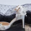 Elegant Ivory Rhinestone Wedding Shoes 2020 Pearl Ankle Strap 9 cm Stiletto Heels Pointed Toe Wedding Heels