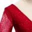 Élégant Rouge Robe De Bal 2020 Princesse V-Cou Noeud Perlage Paillettes 1/2 Manches Dos Nu Longue Robe De Ceremonie