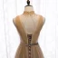 Charming Champagne Evening Dresses  2020 A-Line / Princess High Neck Beading Crystal Sleeveless Backless Floor-Length / Long Formal Dresses