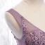 Classy Purple Evening Dresses  2020 A-Line / Princess V-Neck Beading Lace Flower Sleeveless Backless Floor-Length / Long Formal Dresses