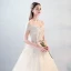 Schöne Ivory / Creme Brautkleider 2018 A Linie Mit Spitze Applikationen Perle Schleife Off Shoulder Rückenfreies Lange Hochzeit