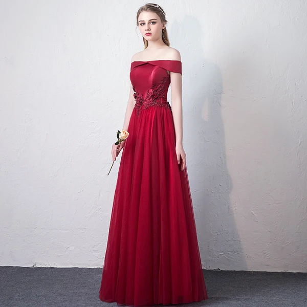 Chic / Beautiful Burgundy Prom Dresses 2018 A-Line / Princess Lace Appliques Beading Off-The-Shoulder Backless Sleeveless Floor-Length / Long Formal Dresses
