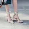 Chic / Beautiful Beige Cocktail Party Womens Shoes 2020 Ankle Strap 8 cm Stiletto Heels Pointed Toe Heels