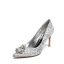 Charming Champagne Wedding Shoes 2020 Pearl Rhinestone Lace Flower 8 cm Stiletto Heels Pointed Toe Wedding Pumps