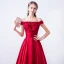 Chic / Belle Bordeaux Robe De Soirée 2018 Princesse En Dentelle Appliques Perlage Paillettes De l'épaule Dos Nu Sans Manches Train De Balayage Robe De Ceremonie