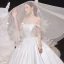 High-end Ivory Satin Wedding Dresses 2020 Ball Gown Off-The-Shoulder Pearl Lace Flower Sleeveless Backless Cathedral Train