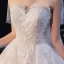 Charming Ivory Lace Flower Wedding Dresses 2020 Ball Gown Strapless Sequins Sleeveless Backless Royal Train