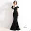 Chic / Beautiful Burgundy Evening Dresses  2020 Trumpet / Mermaid Off-The-Shoulder Beading Lace Flower Short Sleeve Backless Floor-Length / Long Formal Dresses
