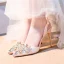 Sjarmerende Elfenben Krystall Brudesko 2020 Lær Rhinestone 10 cm Stiletthæler Spisse