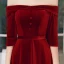 Elegante Burgunderrot Abendkleider 2020 A Linie Wildleder Off Shoulder 1/2 Ärmel Rückenfreies Lange Festliche Kleider