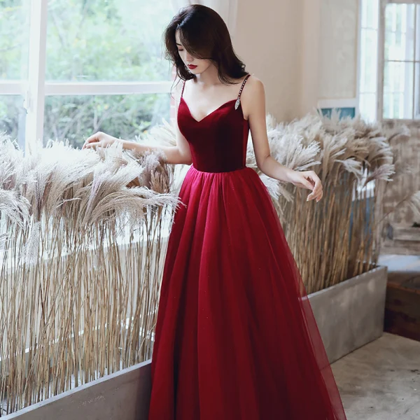 burgundy prom dresses 2020 Charming Burgundy Sequins Long Quinceanera Dress, Prom Gown – Cutedressy main image 1