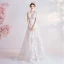Erschwinglich Ivory / Creme Strand Brautkleider / Hochzeitskleider 2020 A Linie V-Ausschnitt Schleife Spitze Blumen Ärmellos Rückenfreies Hof-Schleppe