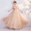 Charmant Doré Robe De Bal 2020 Princesse Encolure Dégagée Perlage Cristal Gland Paillettes Manches Courtes Dos Nu Longue Robe De Ceremonie