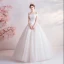 Affordable Ivory Wedding Dresses 2020 Ball Gown Off-The-Shoulder Crystal Lace Flower Appliques Sleeveless Backless Floor-Length / Long