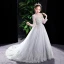 Elegant Grey Birthday Flower Girl Dresses 2021 A-Line / Princess High Neck Long Sleeve Beading Rhinestone Lace Flower Sweep Train