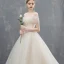 Elegant Champagne Wedding Dresses Ball Gown Lace Off-The-Shoulder Backless Sleeveless Chapel Train Wedding