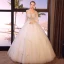 Elegant Ivory Wedding Dresses 2018 Ball Gown Beading Lace Flower Off-The-Shoulder Backless 3/4 Sleeve Floor-Length / Long Wedding