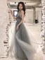Glitzernden Sexy Silber Glanz Pailletten Abendkleider 2021 A Linie Bandeau Ärmellos Rückenfreies Lange Festliche Kleider
