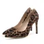 Chic / Beautiful Brown Street Wear Leopard Print Suede Pumps 2020 10 cm Stiletto Heels Pointed Toe Pumps