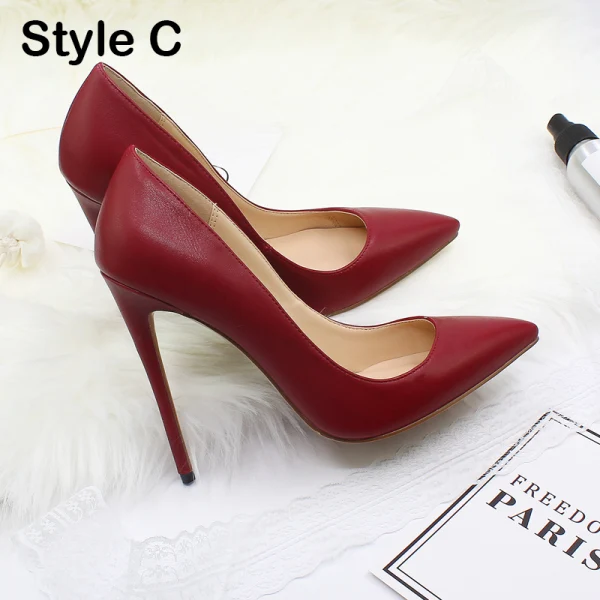 Enkel Hvit PU Gateklær Pumps 2020 12 cm Stiletthæler Spisse Pumps