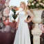 Modest / Simple Ivory Satin Plus Size Wedding Dresses 2021 A-Line / Princess V-Neck 1/2 Sleeves Floor-Length / Long Wedding
