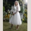 Modest / Simple Ivory Plus Size Wedding Dresses 2021 A-Line / Princess Scoop Neck Lace Flower Sequins 3/4 Sleeve Floor-Length / Long Wedding
