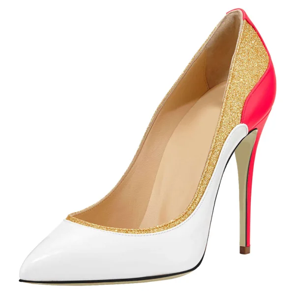 Fashion Two Tone Black Evening Party Pumps 2020 Sequins 10 cm Stiletto Heels Pointed Toe Pumps
