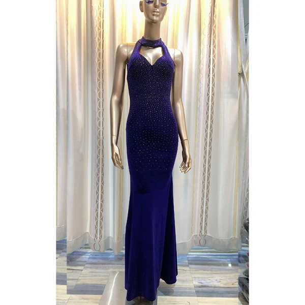 Sexy Dark Green Suede Evening Dresses 2020 Trumpet / Mermaid Scoop Neck Rhinestone Sleeveless Floor-Length / Long Formal Dresses