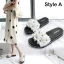 Abordable Rougissant Rose Désinvolte Plage Pantoufle & Tongs 2020 Fleur Perle Paillettes Peep Toes / Bout Ouvert Plate Chaussures Femmes