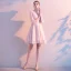 Chic / Beautiful Blushing Pink Homecoming Tassel Graduation Dresses 2020 A-Line / Princess V-Neck 1/2 Sleeves Backless Short Formal Dresses