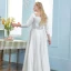 Schlicht Ivory / Creme Satin Übergröße Brautkleider / Hochzeitskleider 2021 A Linie Eckiger Ausschnitt 3/4 Ärmel Lange Hochzeit