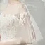 Chic / Belle Champagne Robe De Mariée 2018 Princesse En Dentelle Appliques Paillettes Encolure Dégagée Dos Nu 3/4 Manches Cathedral Train Mariage